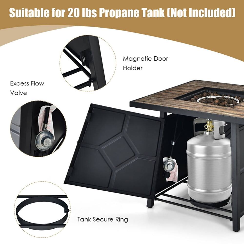 Suitable for 20 lbs Propane Tank (Not Included)

- Magnetic Door Holder
- Excess Flow Valve
- Tank Secure Ring