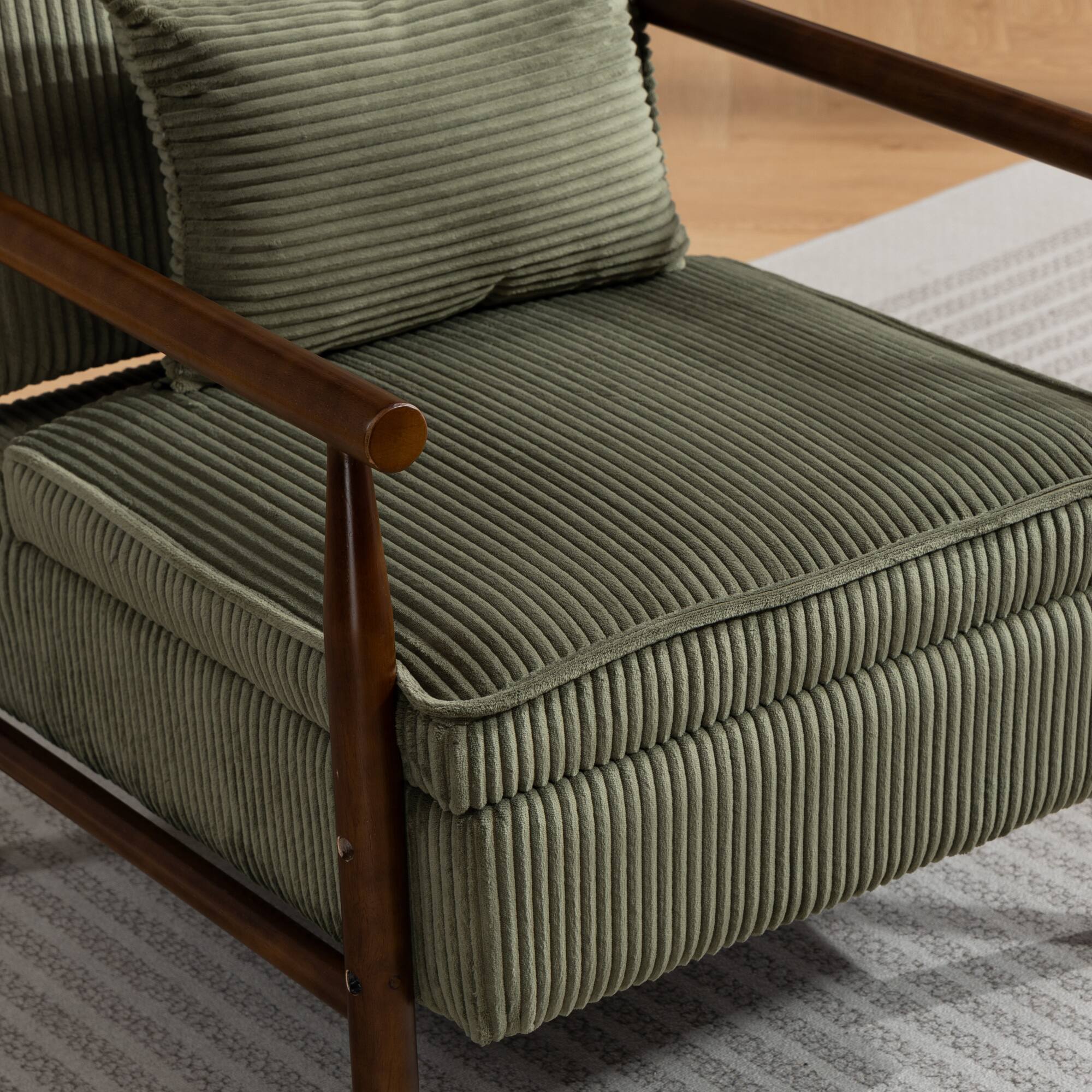 Alt View 7. GOODSILO - Modern Upholstered Accent Armchair with Hidden Storage and Waist Support Cushion for Living Room Bedroom - Antique Green.