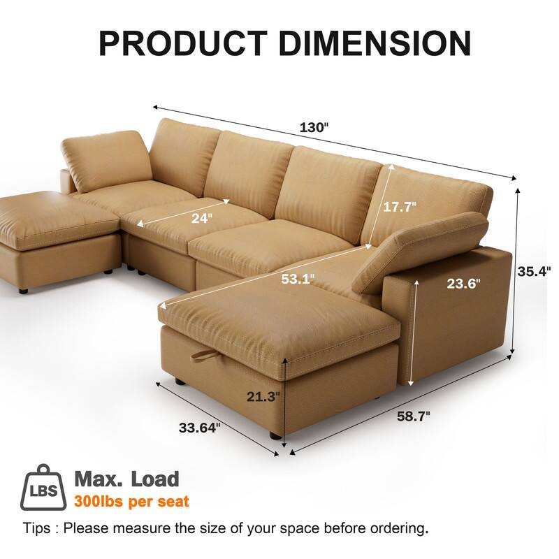 PRODUCT DIMENSION  
130" x 24" x 17.7" x 53.1" x 23.6" x 35.4" x 33.64" x 21.3" x 58.7"  
Max. Load: 300lbs per seat  

Tips: Please measure the size of your space before ordering.