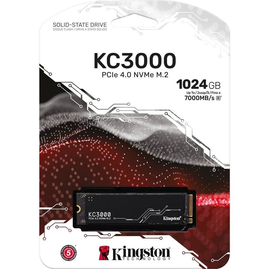 外付けハードディスク・ドライブ Kingston 1024GB PCIe Gen4 SSD Kingston KC3000 M.2 2280 1024GB PCIe 4.0 x4 NVMe 3D TLC Internal