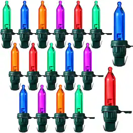 MOSZAR LLC - 60-Pack Mini LED Christmas Replacement Bulbs, Multicolor, Green BaseC