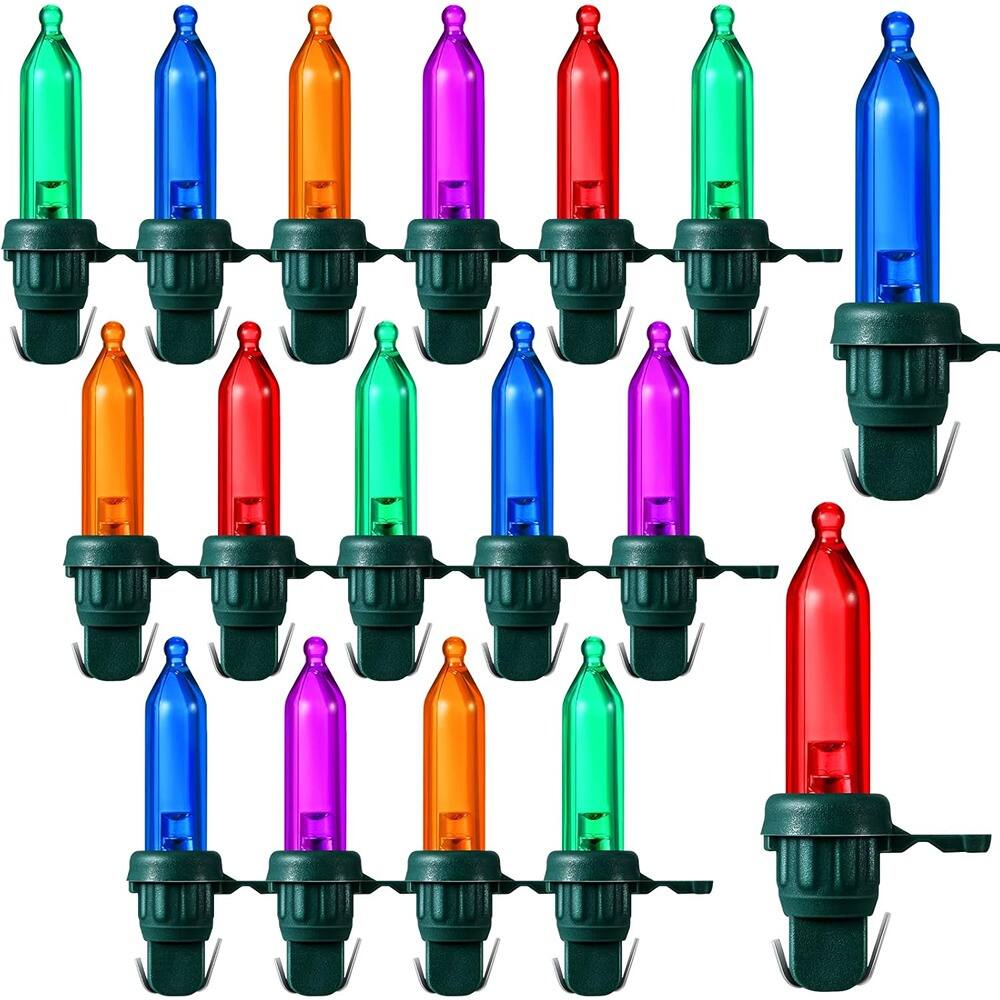 Front. MOSZAR LLC - 60-Pack Mini LED Christmas Replacement Bulbs, Multicolor, Green BaseC.