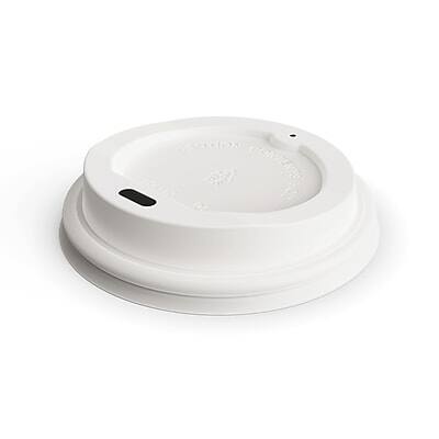 Alt View 2. Perk - Plastic Hot Cup Lid, 8 Oz., 50/Pack - White.