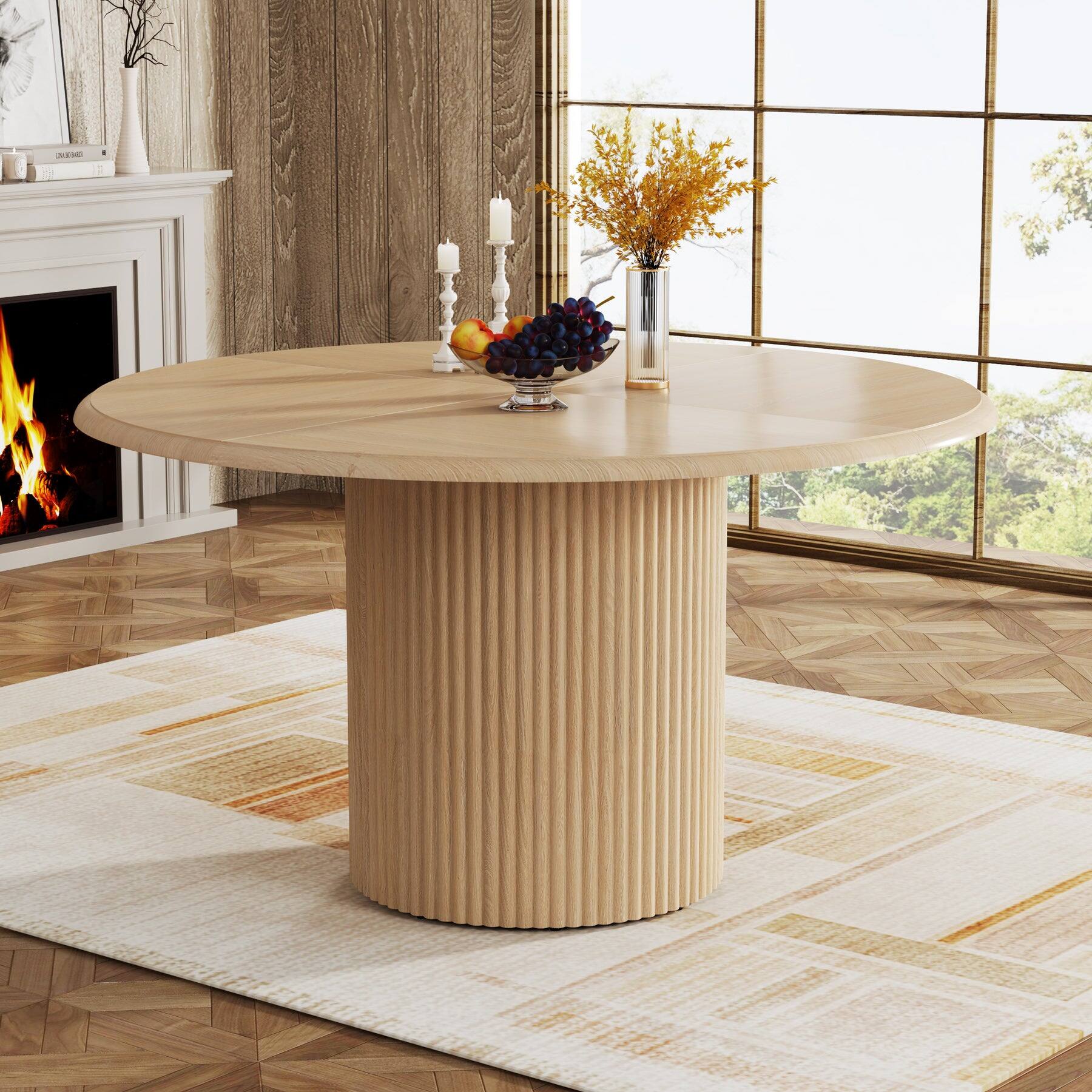 Tribesigns Farmhouse Dining Table with Engineered Wood Construction for ...