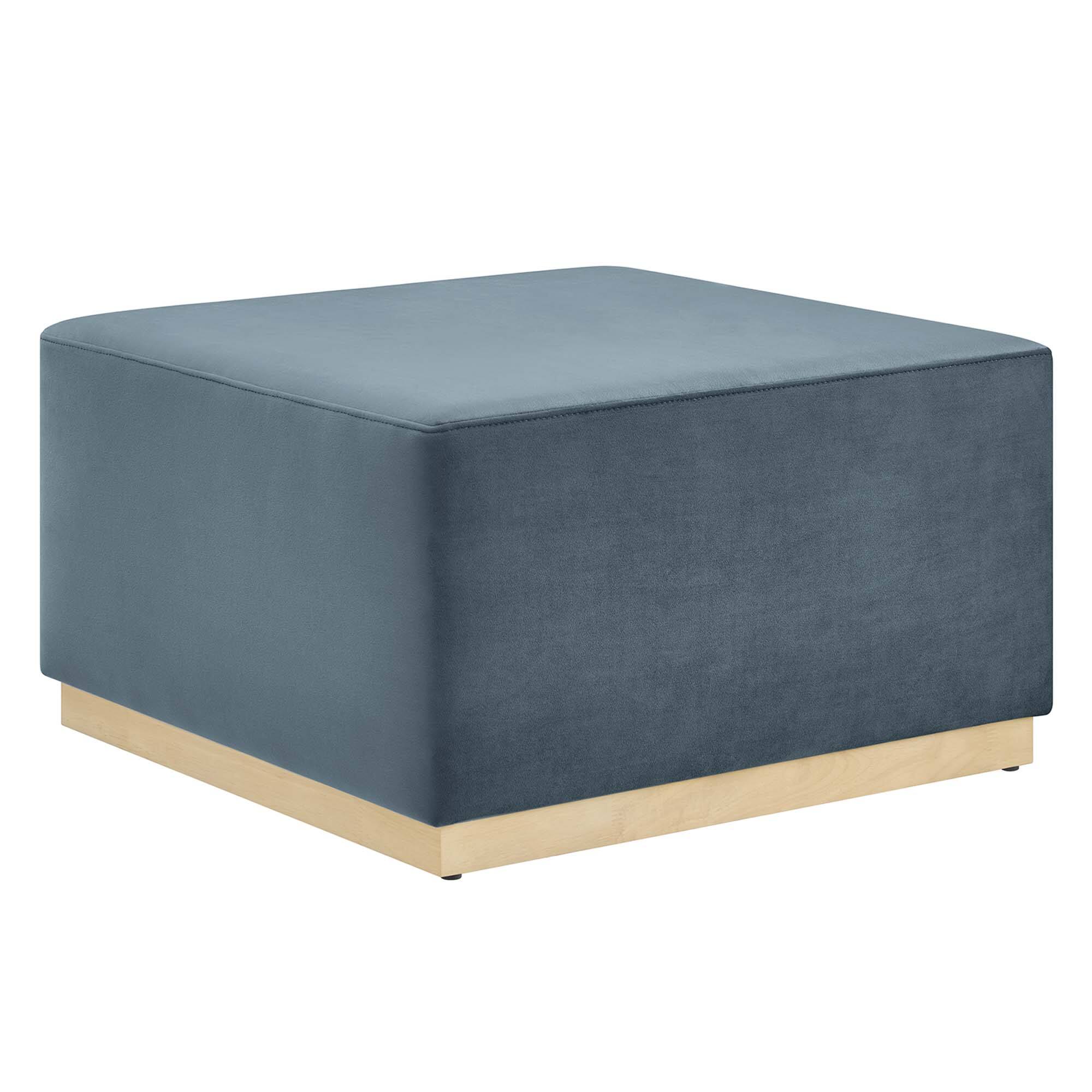 Angle. Modway - Tilden Large 28" Square Performance Velvet Upholstered Ottoman by Modway - Cadet Blue Natural.