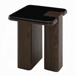 Manhattan Lane - Pima Side End Table, 16 Inch Black Marble Top, Dark Walnut Brown Base - Black, Walnut Brown