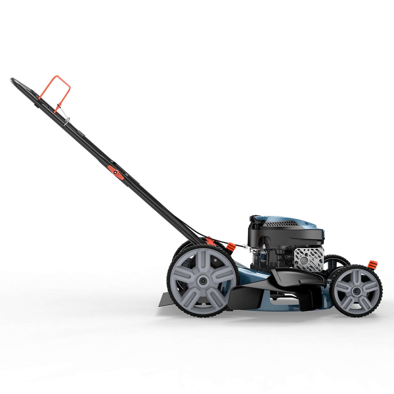 Alt View 4. SENIX - 21" 144cc 4-Cycle Gas Push Lawn Mower with 2-in-1 Side Discharge & Mulching - Blue.