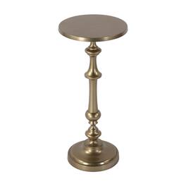 Butler Specialty - Bartel 10.25 in. W Round Metal Pedestal Base End Table - Antique Gold