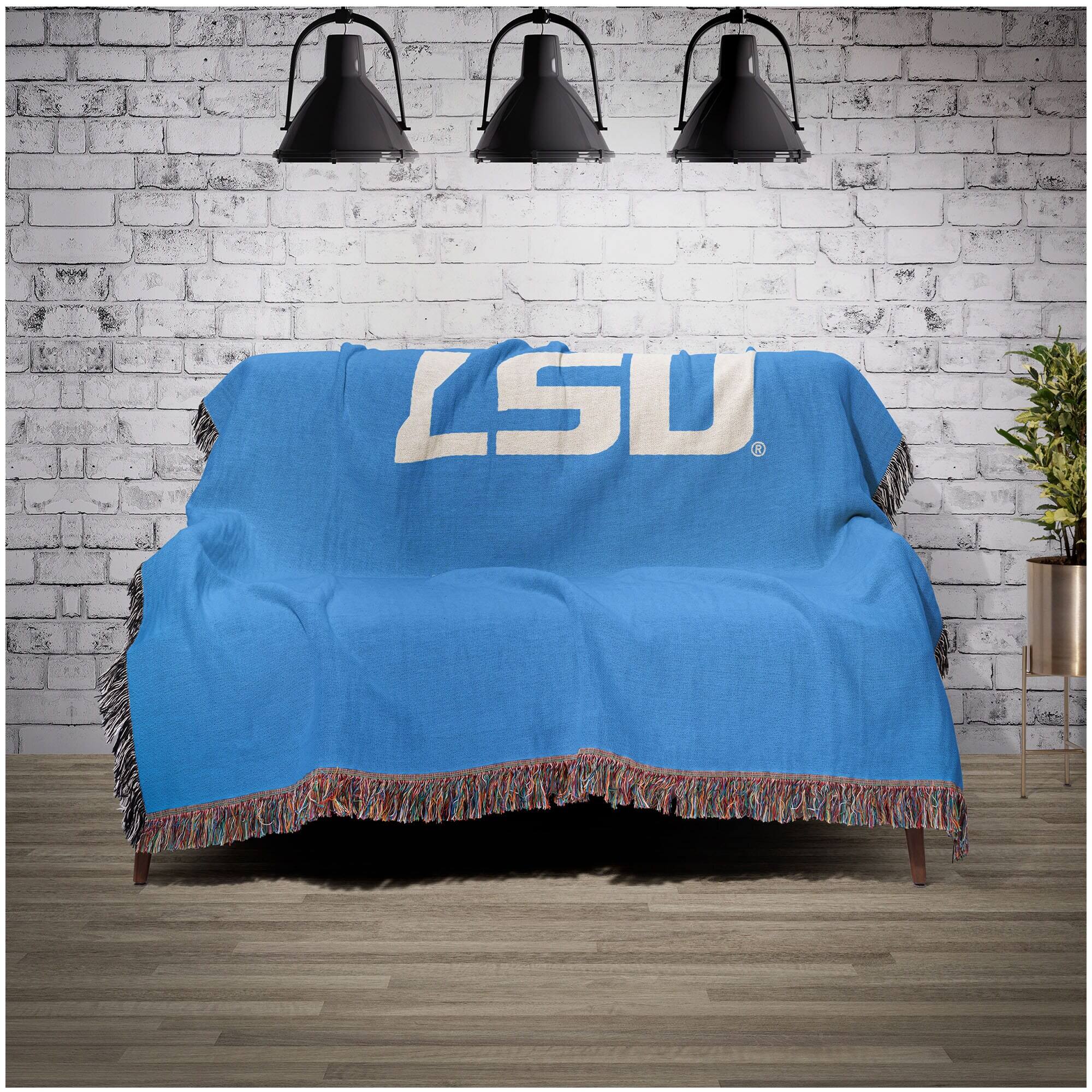 Alt View 1. Chad & Jake - LSU Tigers Woven Blanket - Blue.