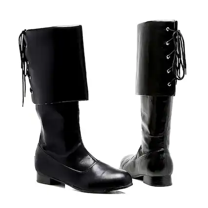 Front. Ellie Shoes - Sparrow Black Pirate Mens Costume Boots Size Large 12-13 - Black.