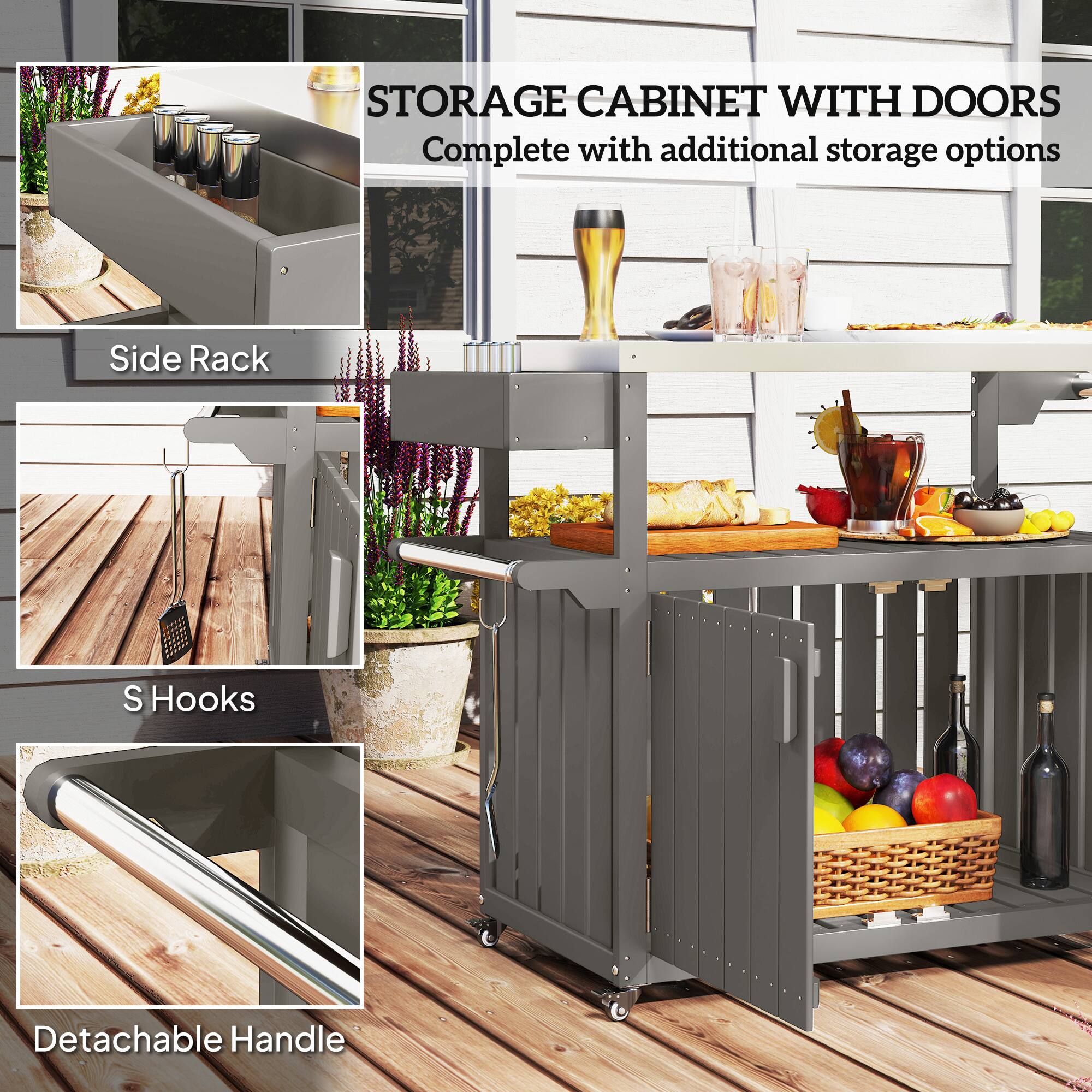 STORAGE CABINET WITH DOORS
Complete with additional storage options
Side Rack
S Hooks
Detachable Handle