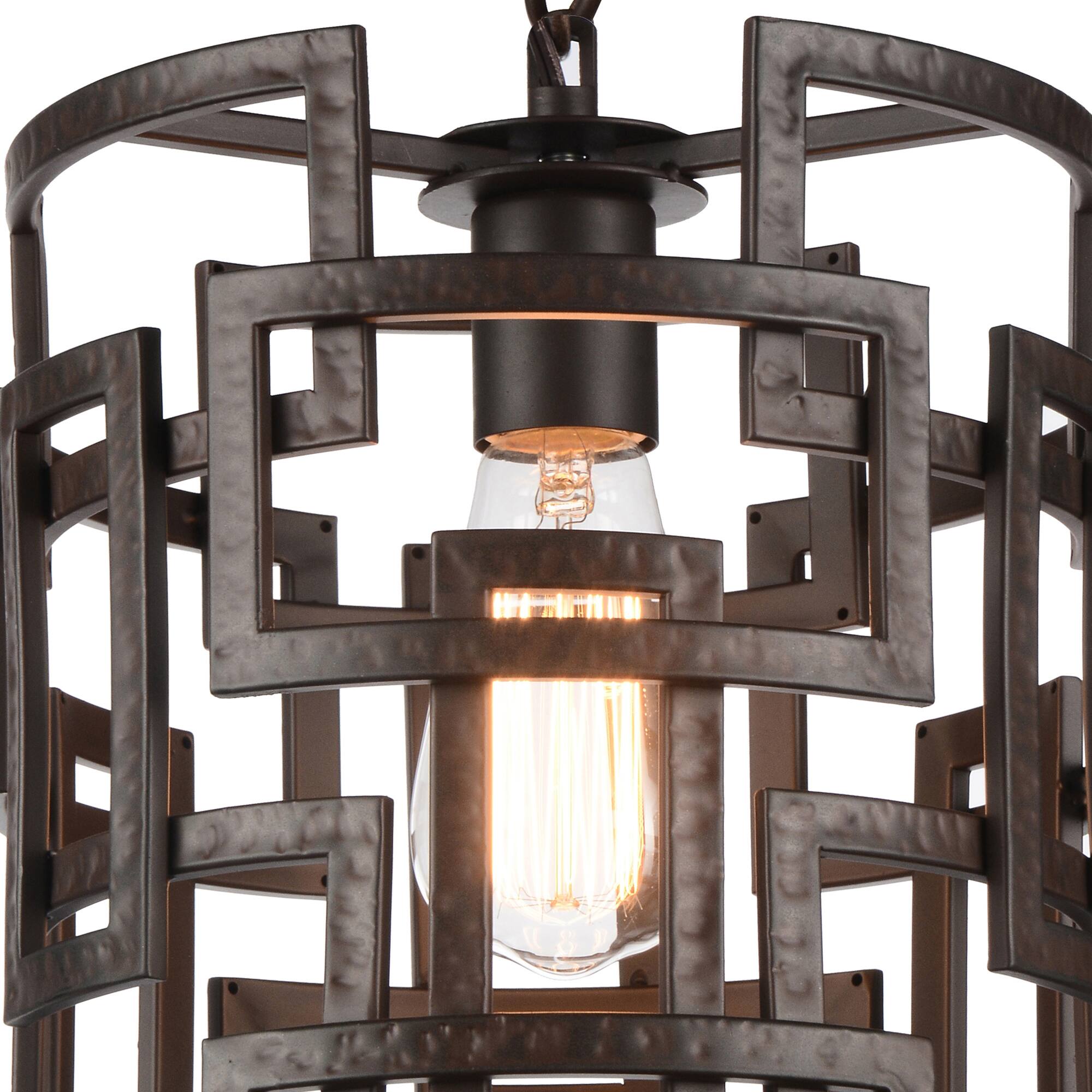 Left. CWI Lighting - Litani 1 Light Down Chandelier With Brown Finish - Brown.