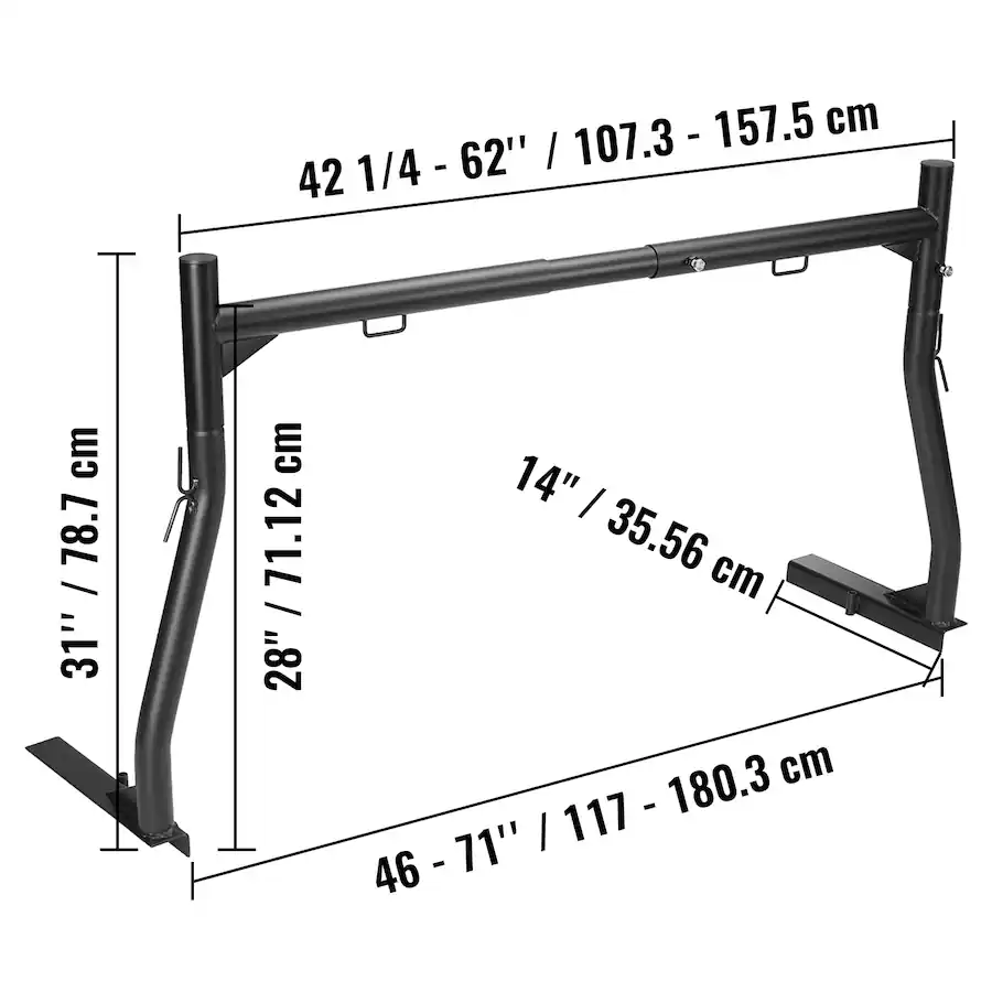 Ladder Rack Dimensions VEVOR Truck Rack, 46 71inch Extendable Truck Ladder Rack, 800 lbs ...