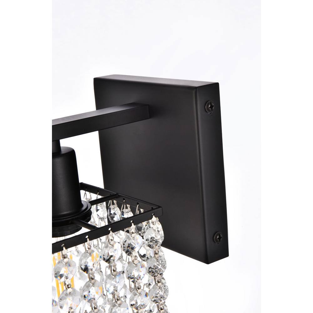 Back. Living District - Phineas 1 light bath sconce in black with clear crystals - Black And Clear.