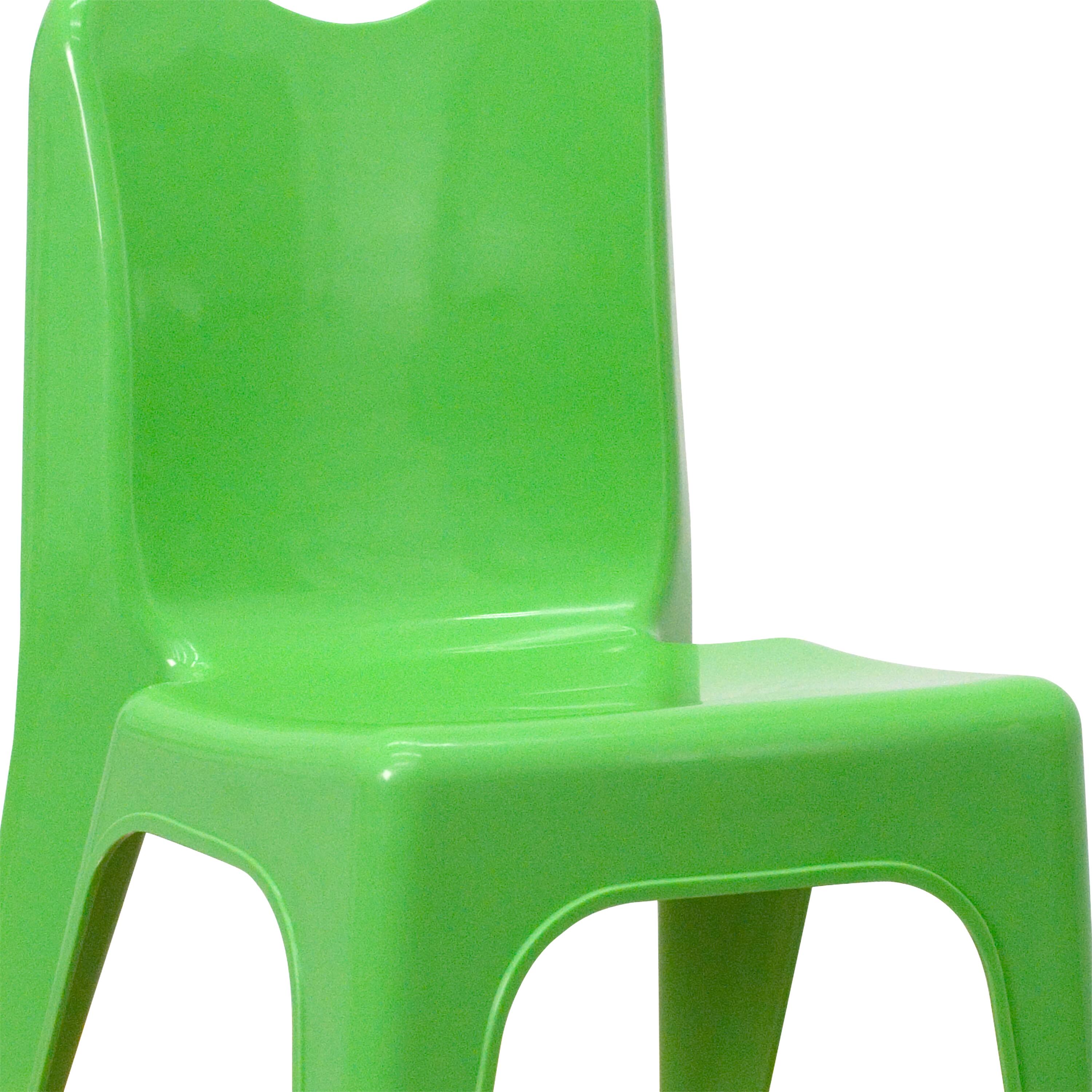 Alt View 9. Emma + Oliver - 2 Pack Plastic Stackable School Chair with Carrying Handle and 11"H Seat - Green.