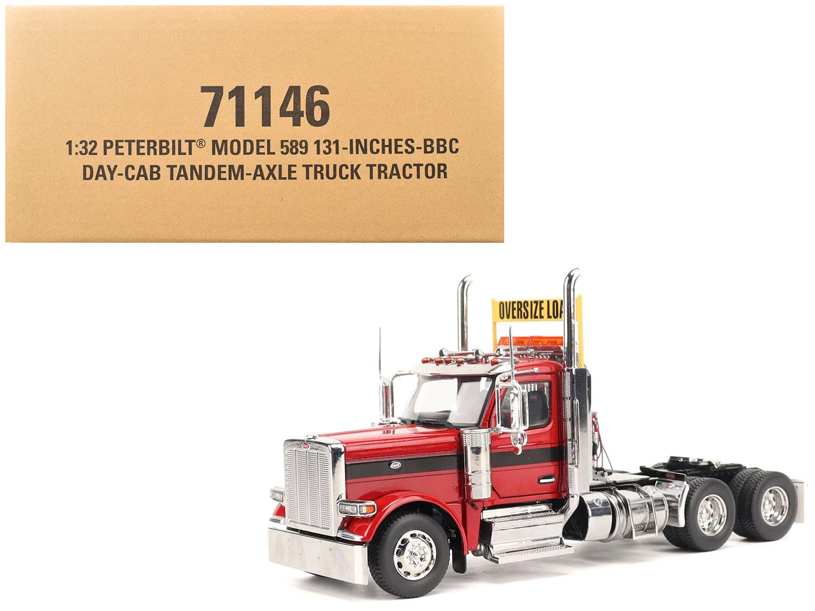 "Peterbilt 589 Tandem-Axle Truck Tractor with Day Cab Legendary Red ""Transport Series"" 1/32 Model by Diecast Masters" price history on PriceWatchPro