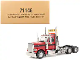 Peterbilt 589 Tandem-Axle Truck Tractor with Day Cab Legendary Red "Transport Series" 1/32 Model by Diecast Masters