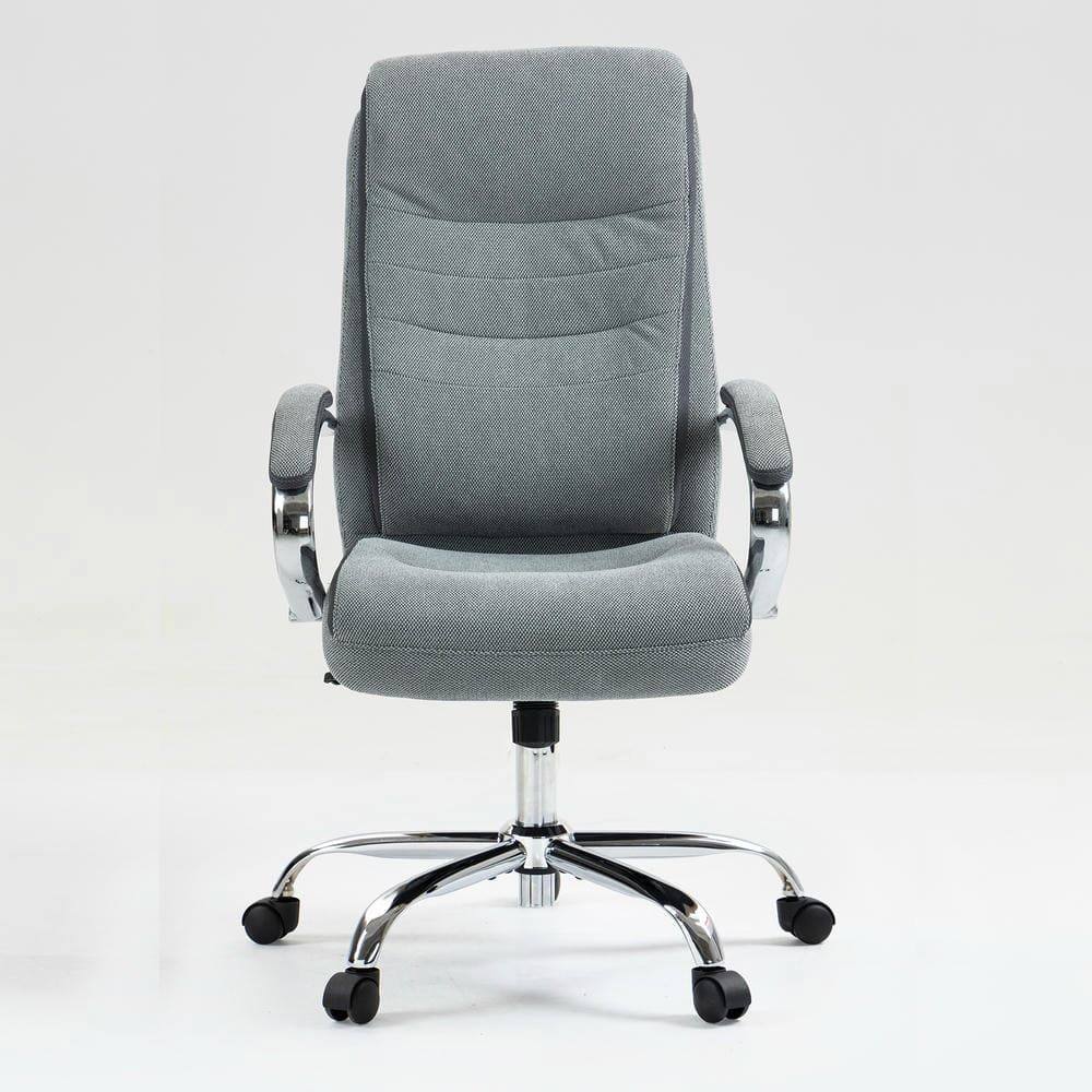 Angle. Kadyn - High Back Executive Office Chair, Linen-Feel Fabric, 3-Level Gas Lift, 300lb Capacity, Gray - Gray.