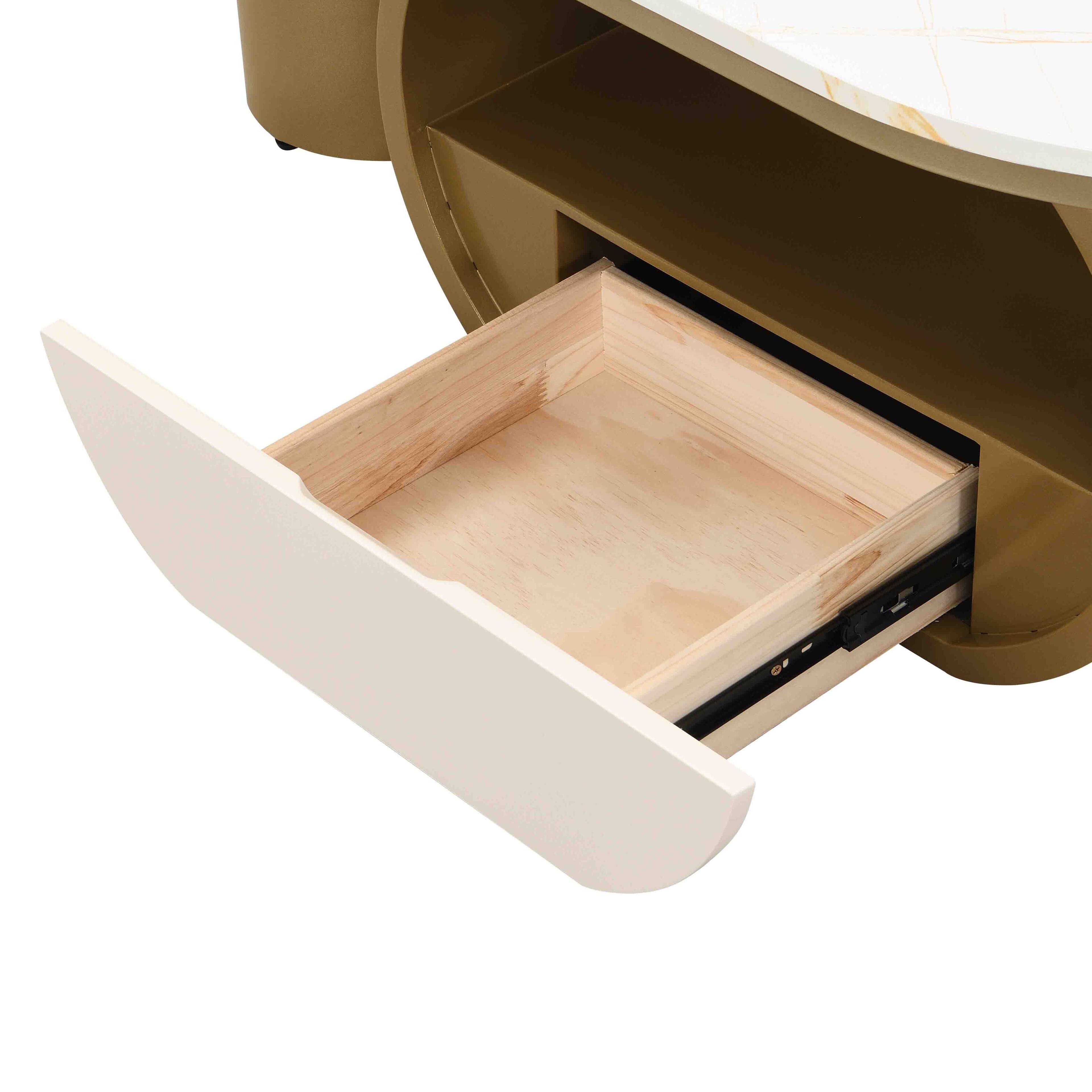 Alt View 5. APRILSOUL - Round Nesting Coffee Table Set of 2 with Storage Drawer White Plastic Center Table Living Room - white.