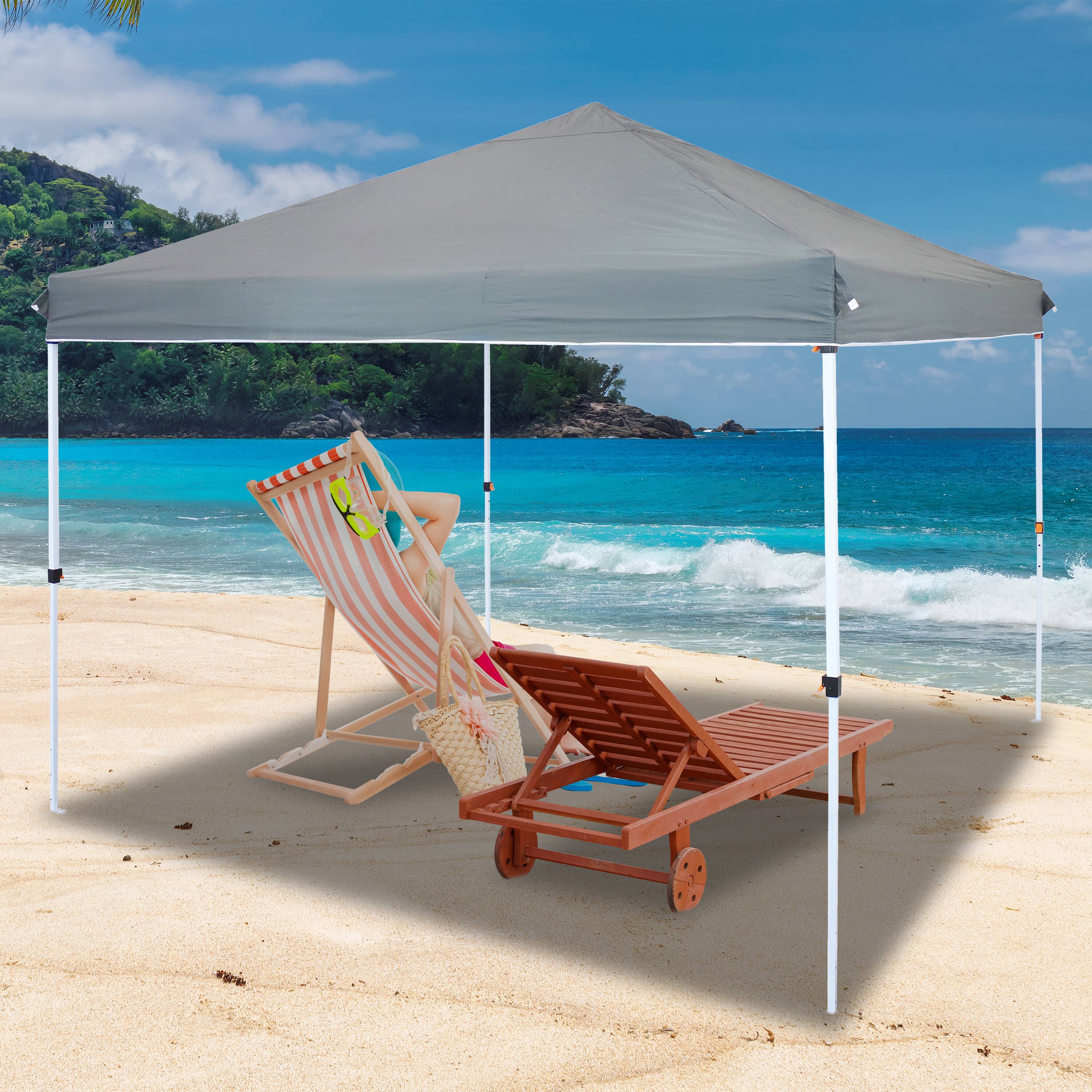 Alt View 7. Sunnydaze - 10x10 ft Oxford Fabric Replacement Pop-Up Canopy Shade Top - Gray.