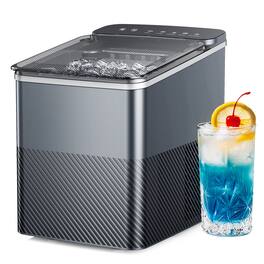 SIMZLIFE - Ice Maker Countertop, Portable Bullet Ice Machine with Self Cleaning, 26.5 Lbs/24H, 2 Size of Bullet-Shipped Ice - Gray