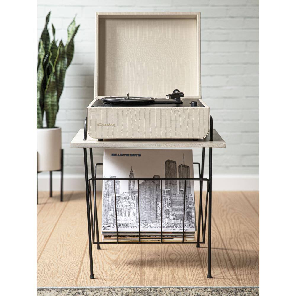 Alt View 4. Crosley Furniture - Wiltshire Record Player Stand - Natural.