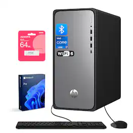 HP - OmniDesk Desktop - Intel Core i7-14700 with 32GB DDR5 RAM - 2TB SSD - With Adata UC310 64GB USB Flash Drive - Black