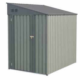 RYHNUYNE - 4x7 Ft Olive Grey Lean-To Steel Shed Garden Bicycle Shelter Wind-Resistant Lockable - Gray,Olive