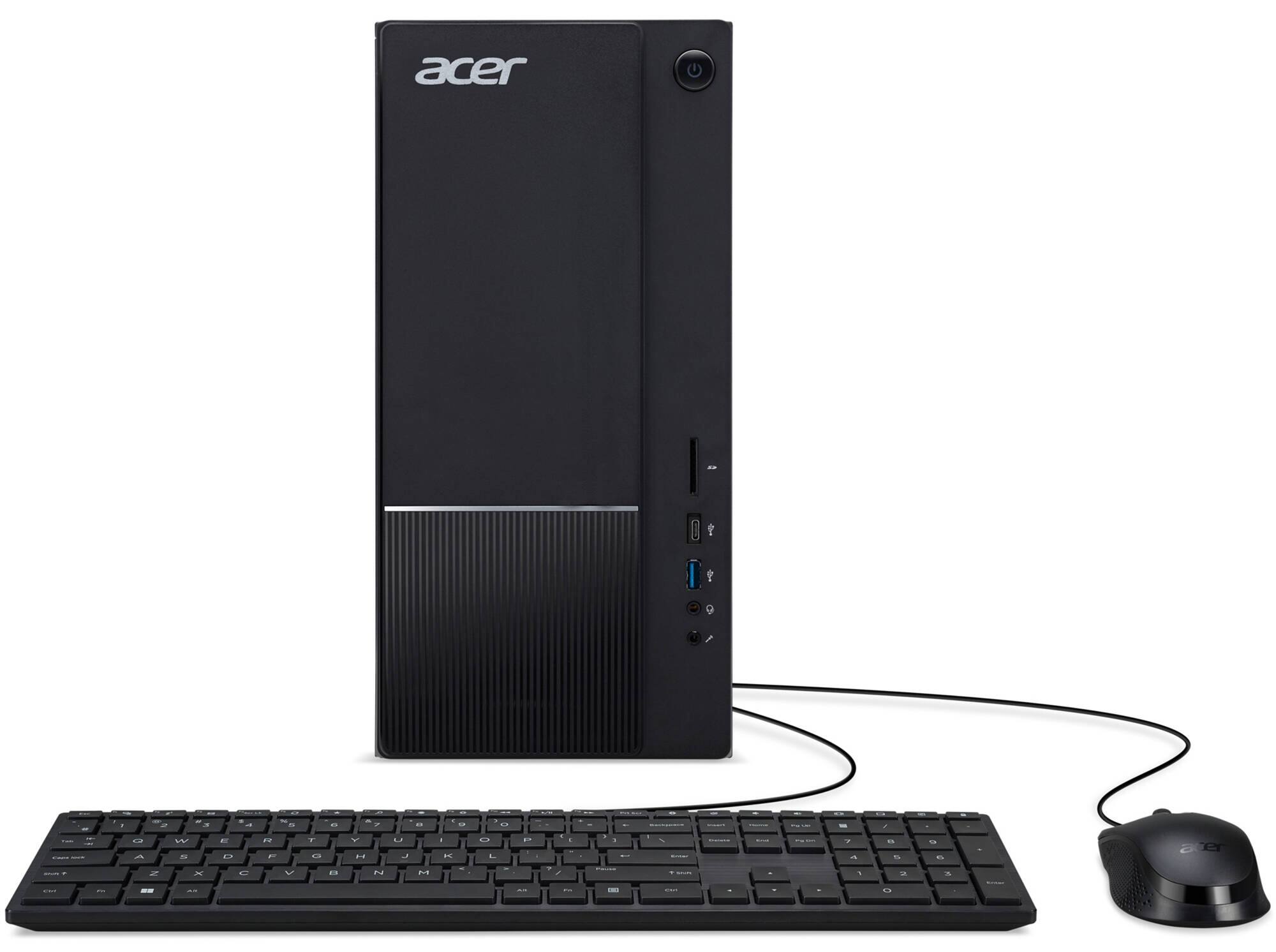 Alt View 1. Acer - Aspire Desktop (i5-14400, 64GB, 4TB SSD, Intel UHD 730, WiFi 6E, Bluetooth 5.3, Win 11 Pro) w/USB Hub - Black.