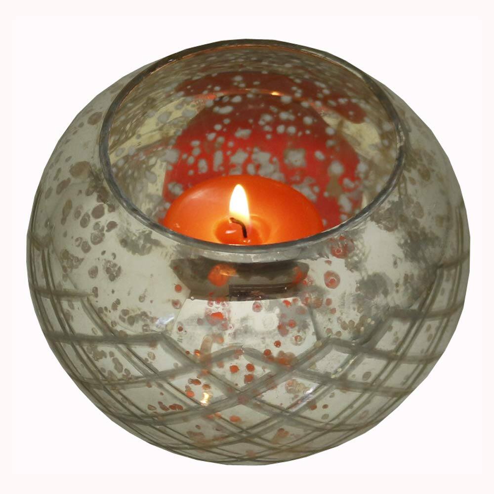Alt View 2. Amber Sporting Goods - Champagne Etched Diamond Handmade Glass Votive Candle Holders for Wedding & Home Décor (Set of 3, Large).
