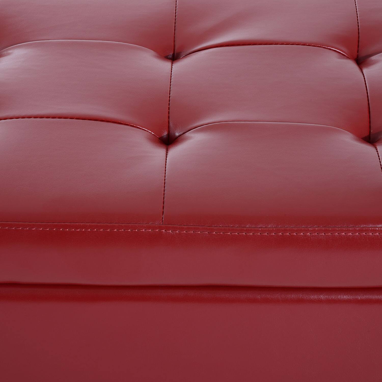 Alt View 8. Homcom - 44" Tufted Faux Leather Ottoman Storage Bench With Shoe Rack - red.