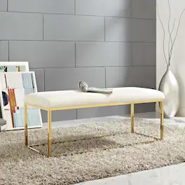 Anticipate Fabric Bench by Modway - Gold Ivory