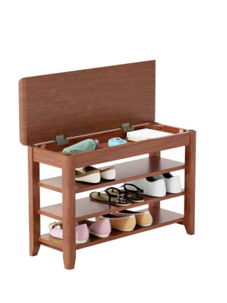 Front. Dexmalle - Dexmalle-4 Tier Solid Wood Shoe Rack Bench for Enterway,550 Pounds Load Bearing-Walnut - Walnut.