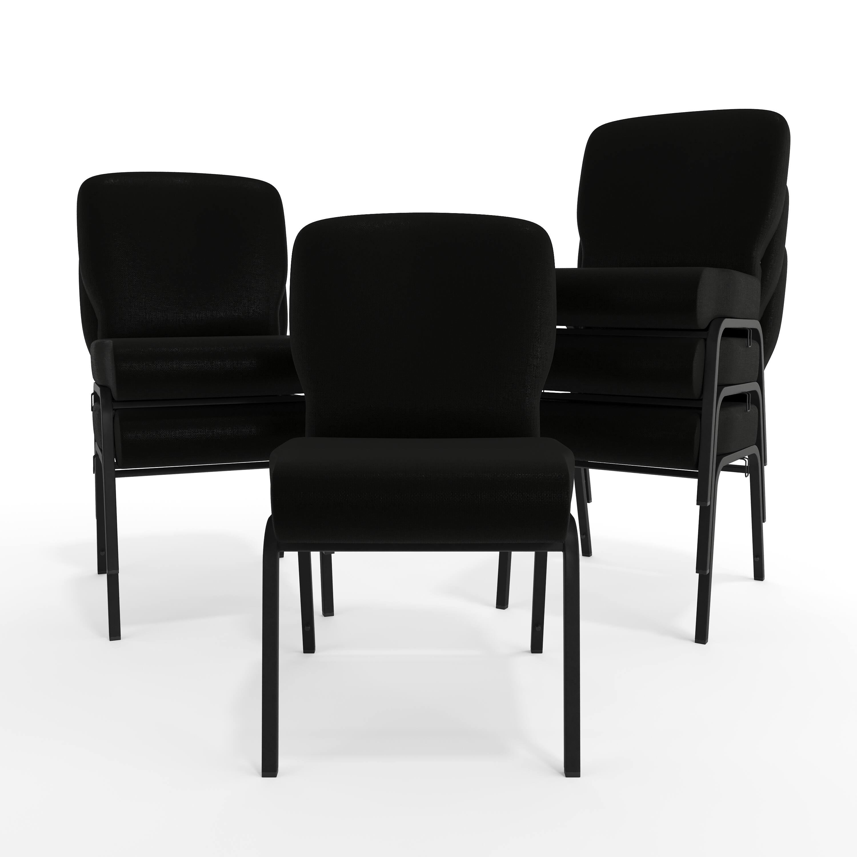 Alt View 10. Emma + Oliver - Signature Elite Church Chair - 20 in. Wide - Black Fabric/Black Frame.
