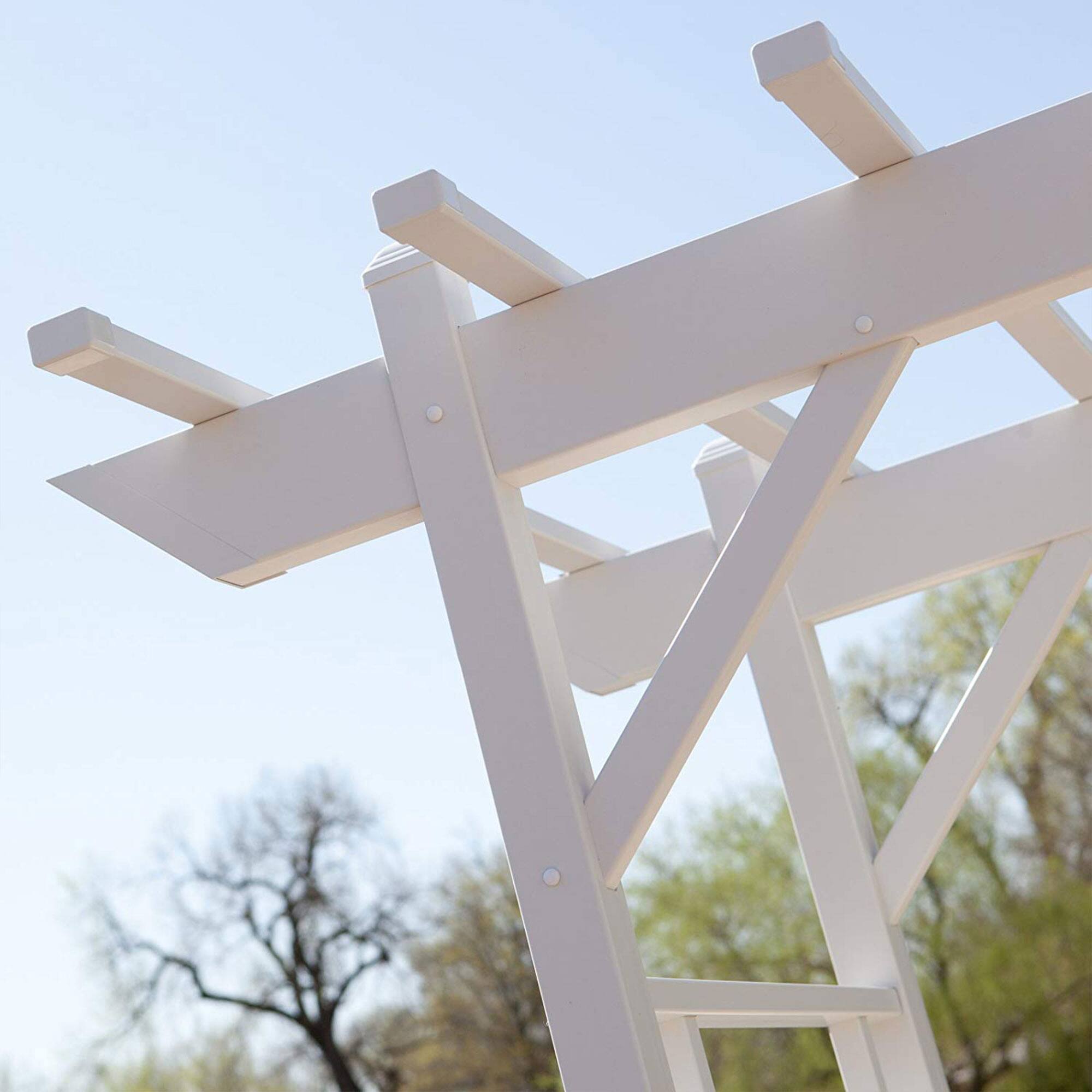 Alt View 7. Dura-Trel - Dura-Trel Wellington Arbor 72" x 85" Outdoor Garden Arch Lattice Trellis, White - White.