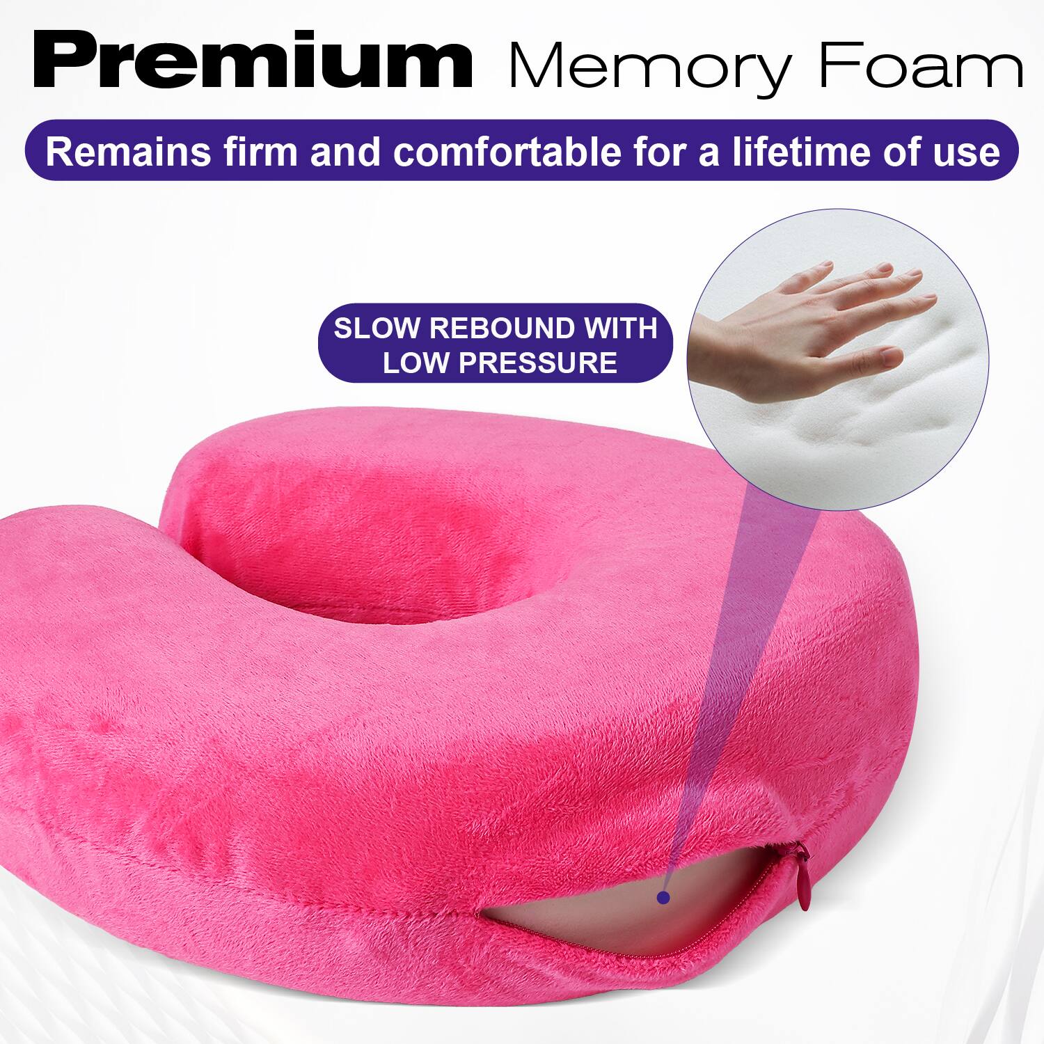Premium Memory Foam  
Remains firm and comfortable for a lifetime of use  

SLOW REBOUND WITH LOW PRESSURE