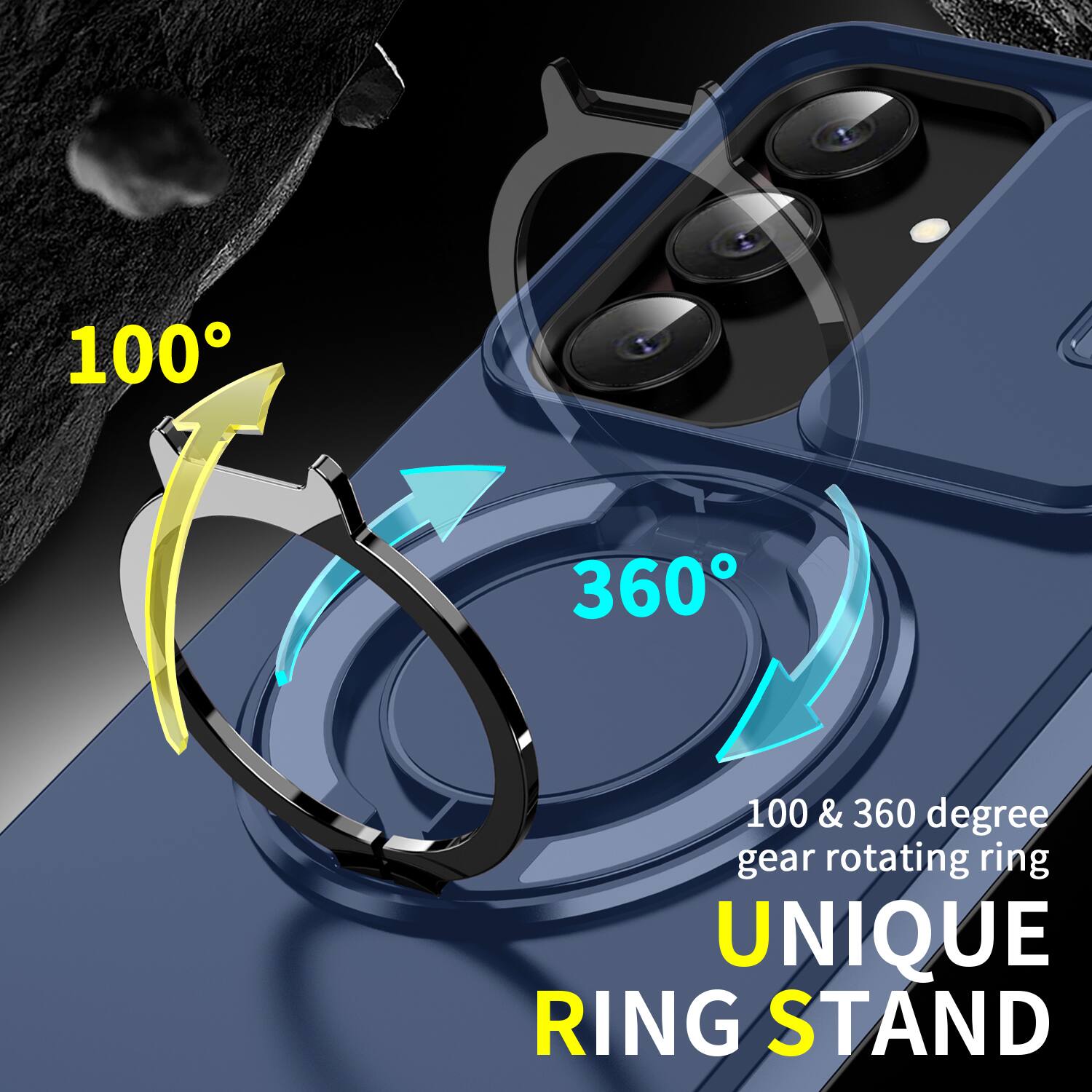 100 & 360 degree gear rotating ring  
UNIQUE RING STAND