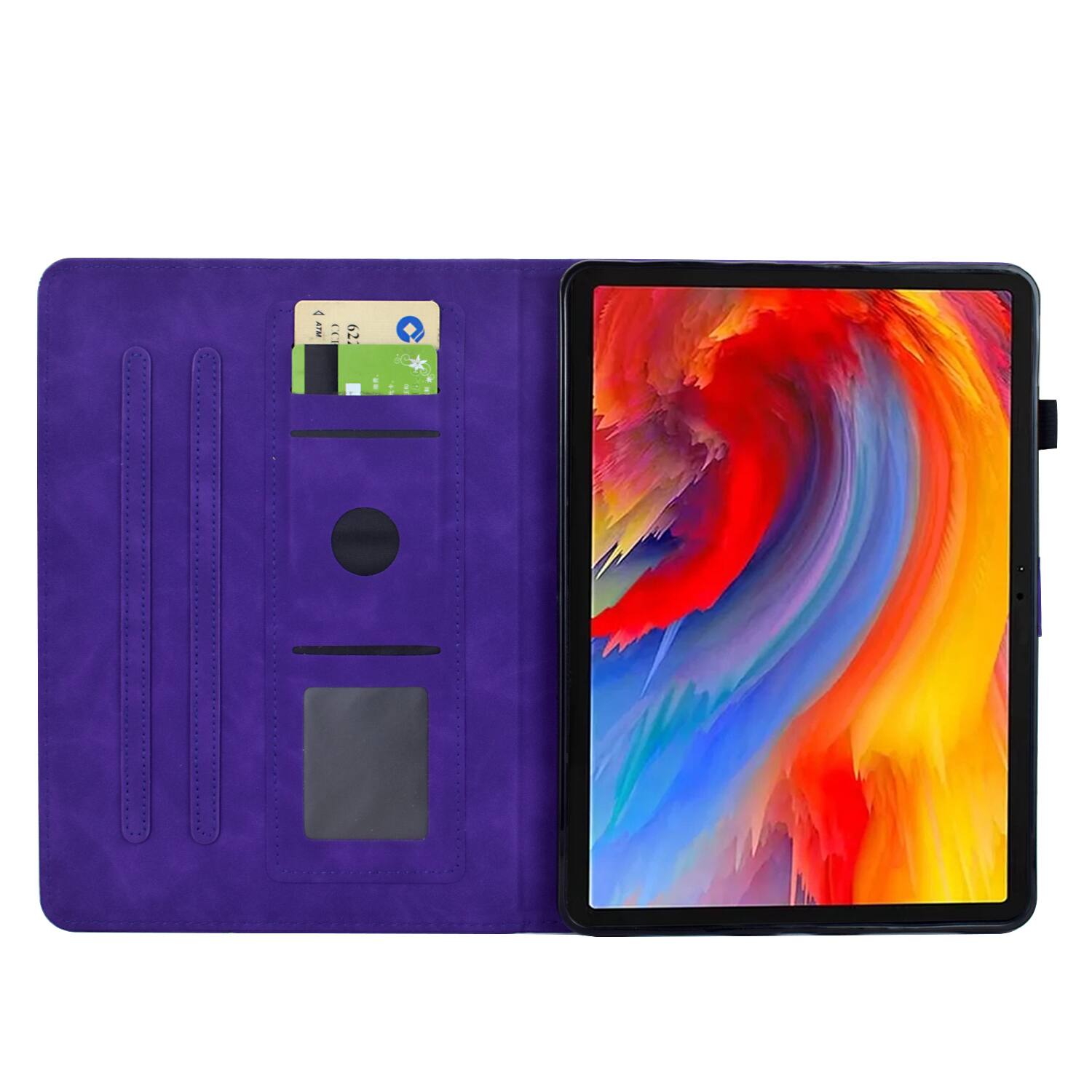 Angle. Dteck - for Samsung Galaxy Tab A9+ 11-inch 2023 (SM-X210/X215/X216) Case,Embossed PU Leather Flip Cover with Card Slots Stand - Purple.