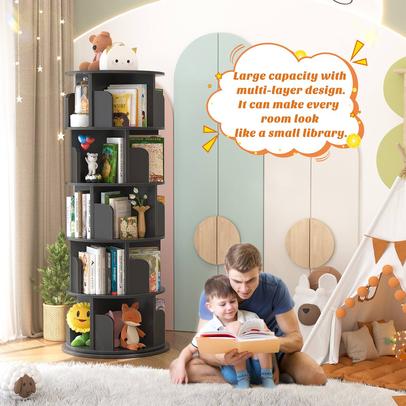 Large capacity with multi-layer design. It can make every room look like a small library.