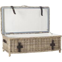 Safavieh - Home Collection Navarro White Rattan Coffee Table - Gray