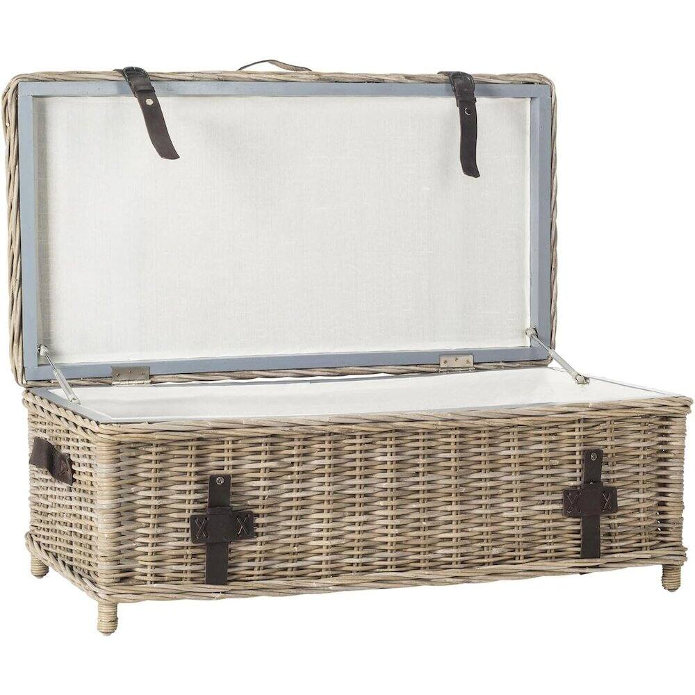 Front. Safavieh - Home Collection Navarro White Rattan Coffee Table - Gray.