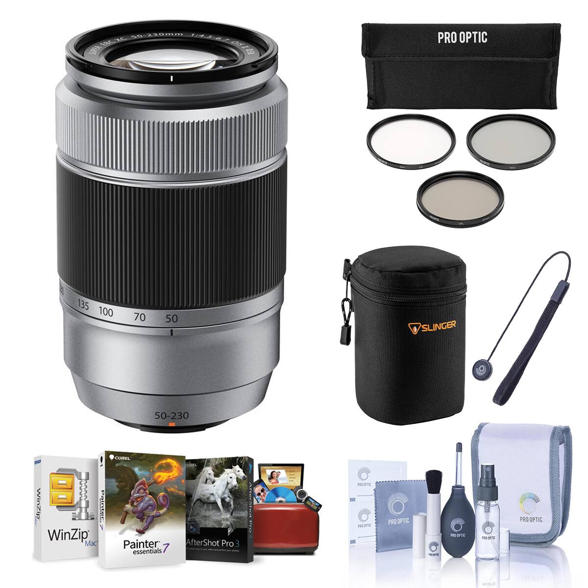 50-230mm 1:4.5-6.7 EBC XC 250 ISIO SUPER  
PRO OPTIC  
135 100  
70  
50  
SLINGER  
50-230  
WinZip Palotal WinZip Mac  
COREL Painter 7 essentials  
AfterShot Pro 3 - - Factory - -  
PROOPIC 190 DIPIC  
PRO OPTIC  
PRO OPTIC  
PRO OPTIC  
MINUT