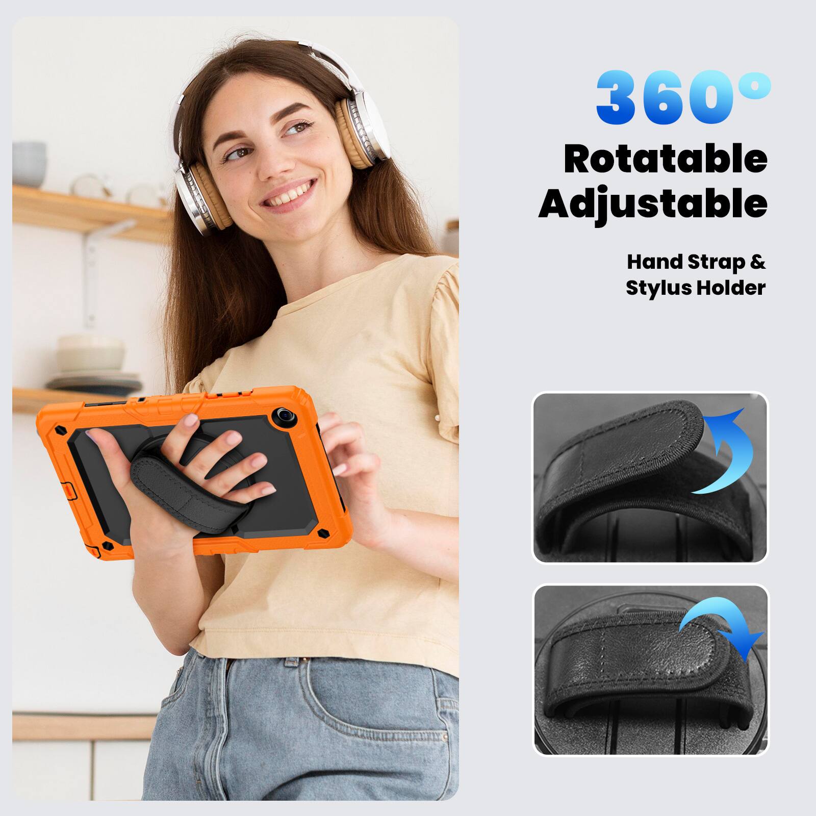 360° Rotatable Adjustable Hand Strap & Stylus Holder