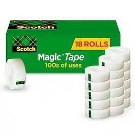 Scotch - Magic Tape Refill, 3/4" x 27.77 yds., 1" Core, 18 Rolls/Pack - Invisible