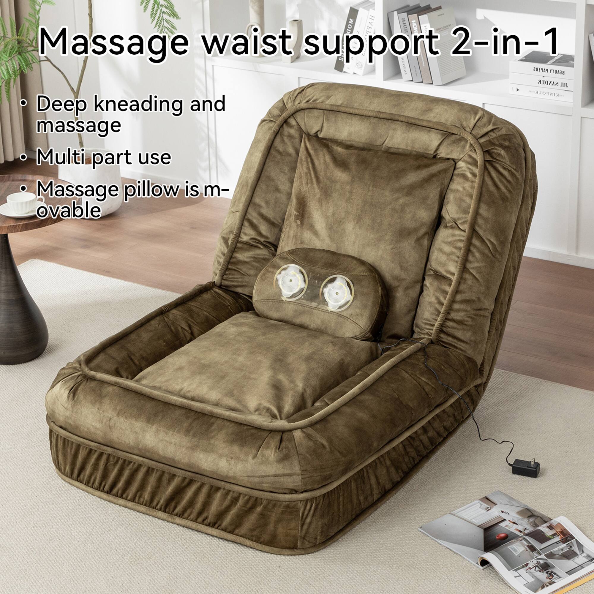 Massage waist support 2-in-1

- Deep kneading and massage
- Multi part use
- Massage pillow is movable