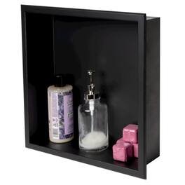 Alfi - 16" x 16" Matte Stainless Steel Square Single Shelf Bath Shower Niche - Black