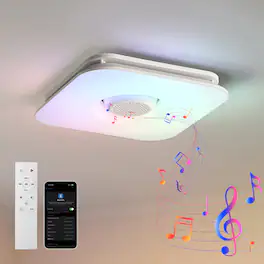 Vaczon - Smart 12 in Bathroom Exhaust Fan with 112 CFM Dimmable 3CCT RGB LED and Bluetooth Speaker with Remote and App Control - White