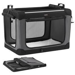 Songmics Home - Collapsible Dog Crate, 36-Inch Portable Dog Travel Crate for Large Dogs, Oxford Fabric Pet Carrier with 4 Mesh Doors - Ink Black