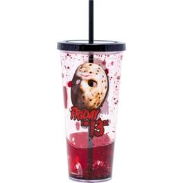 Spoontiques - Friday the 13th Acrylic Horror Tumbler Cup with Straw 32 ounce - Red