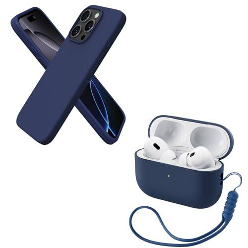 Front. Ornarto - ORNARTO Bundle for iPhone 16 Pro Case 6.3" in Navy Blue and for AirPods Pro 2 Case 2022 in Dark Blue - Navy Blue + Dark Blue.